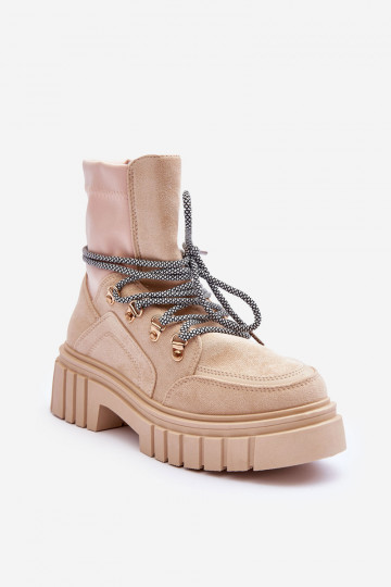 Zapatos ante con cordones beige Bellota