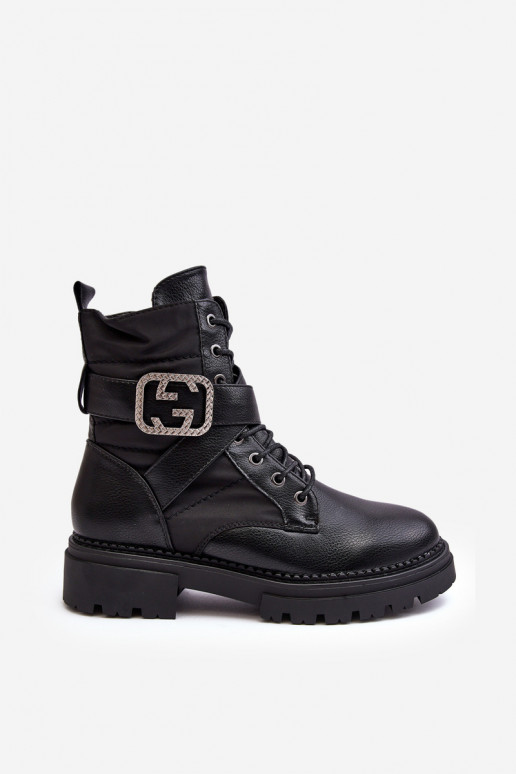 botas con cadenas en color negro Gennee