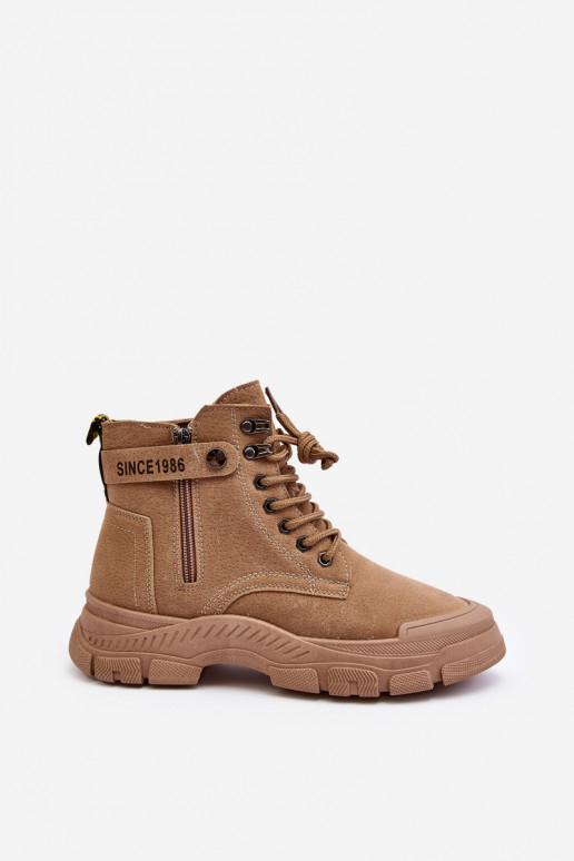 Calentado de ante Botas de mujer color beige Jailina