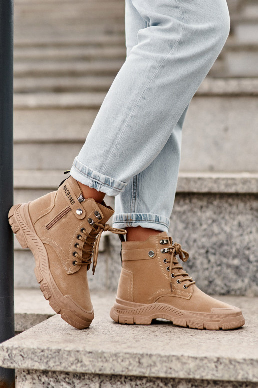 Calentado de ante Botas de mujer color beige Jailina