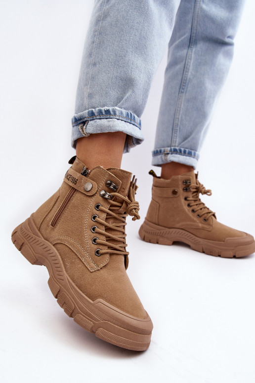 Calentado de ante Botas de mujer color beige Jailina