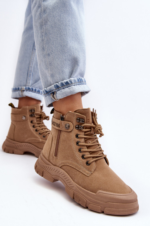 Calentado de ante Botas de mujer color beige Jailina