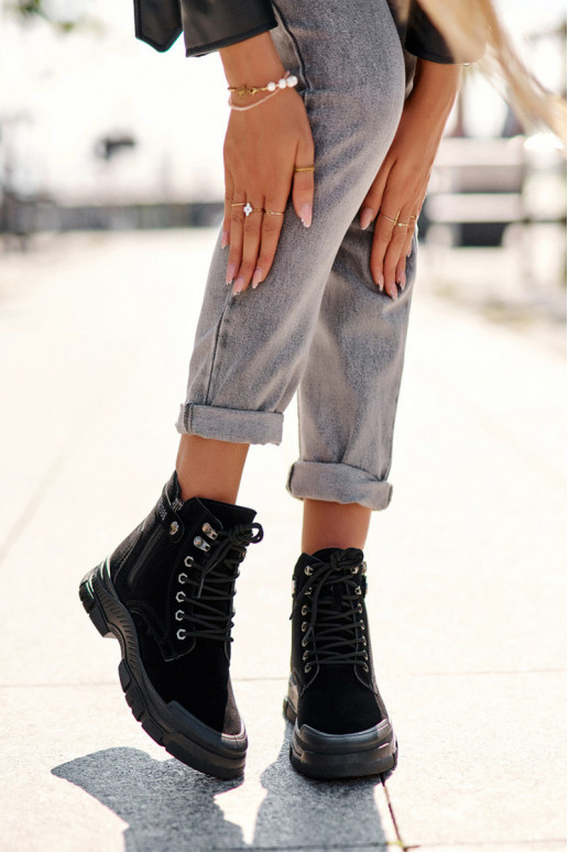Calentado de ante Botas de mujer en color negro Jailina Calentado de ante Botas de mujer en color negro Jailina