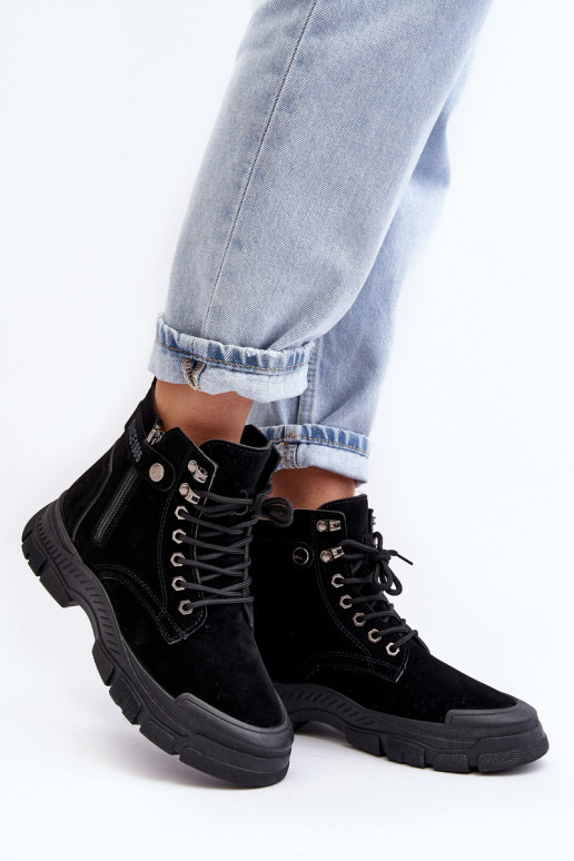 Calentado de ante Botas de mujer en color negro Jailina Calentado de ante Botas de mujer en color negro Jailina