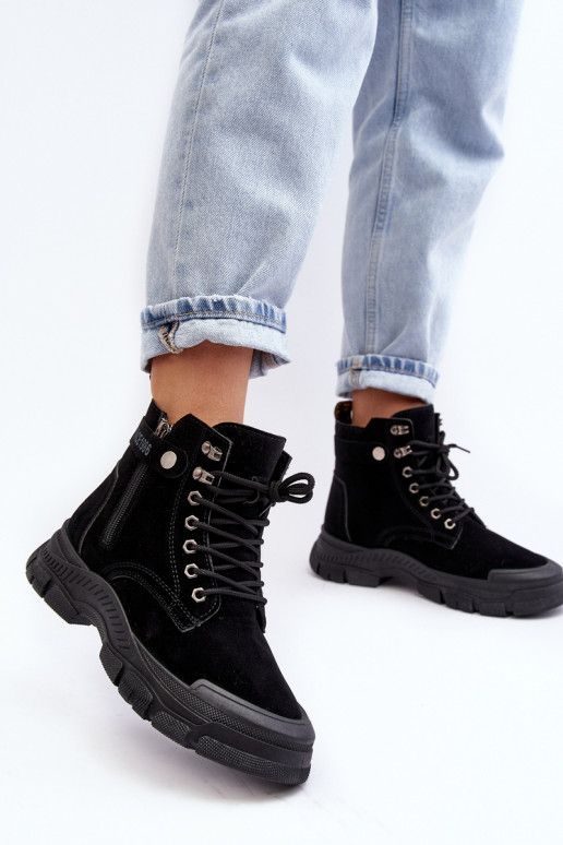 Calentado de ante Botas de mujer en color negro Jailina Calentado de ante Botas de mujer en color negro Jailina