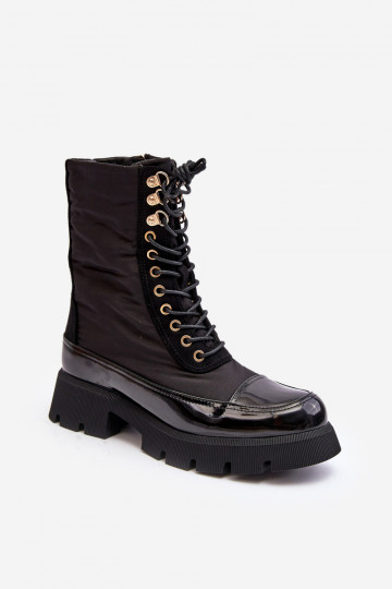 Botas calefactables con tacón ancho en color negro Saranema