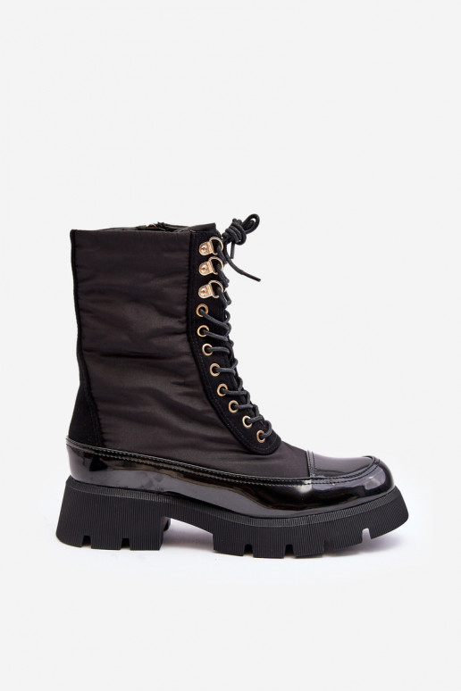 Botas calefactables con tacón ancho en color negro Saranema