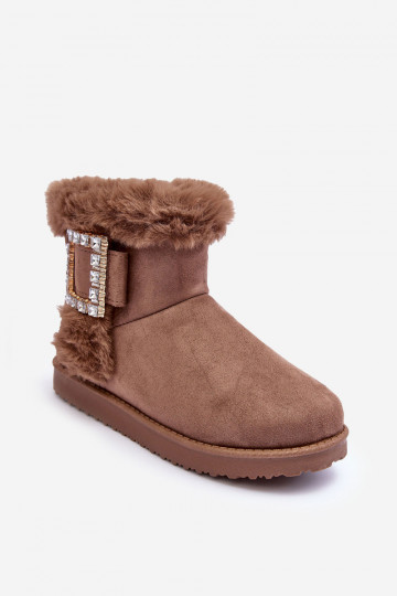 botas de nieve calentitas con hebillas beige Dulca