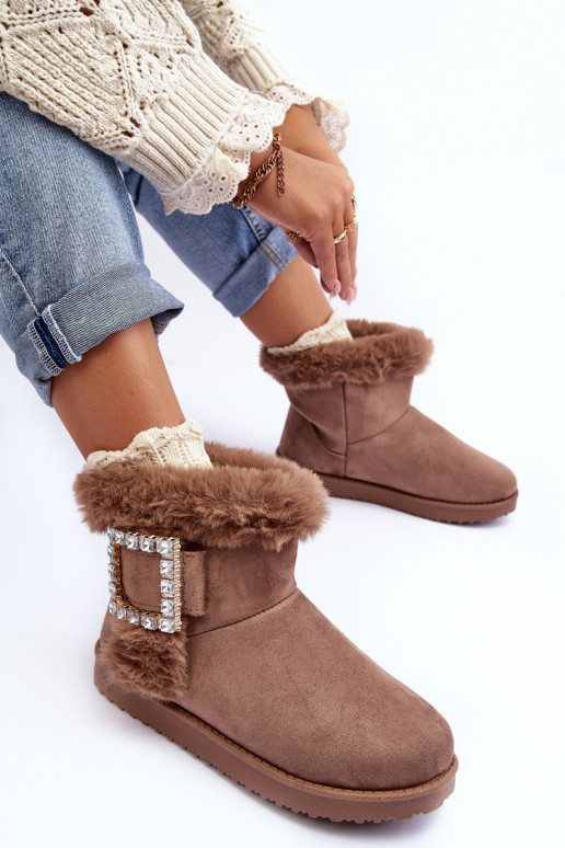 botas de nieve calentitas con hebillas beige Dulca