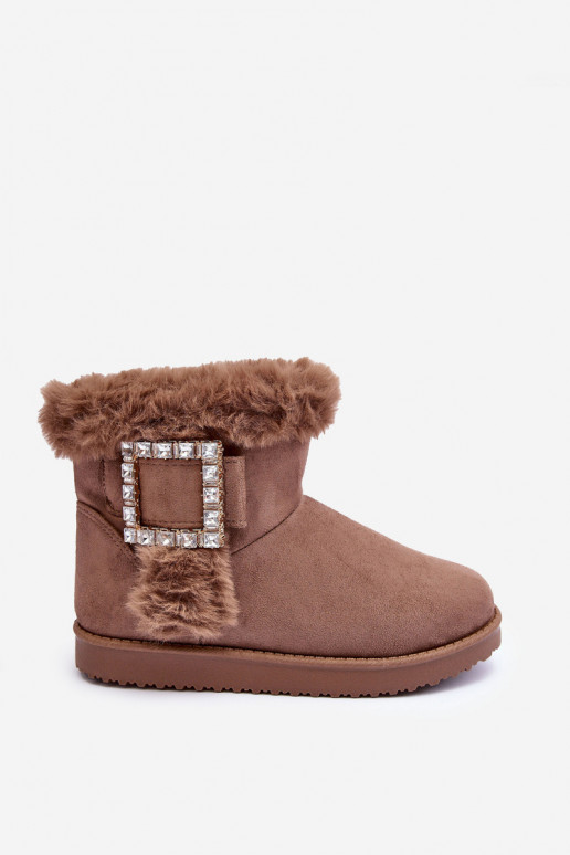 botas de nieve calentitas con hebillas beige Dulca