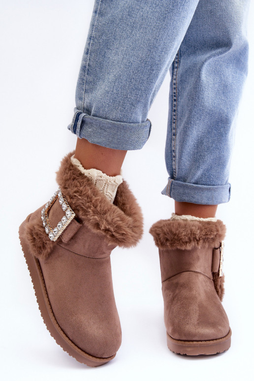 botas de nieve calentitas con hebillas beige Dulca