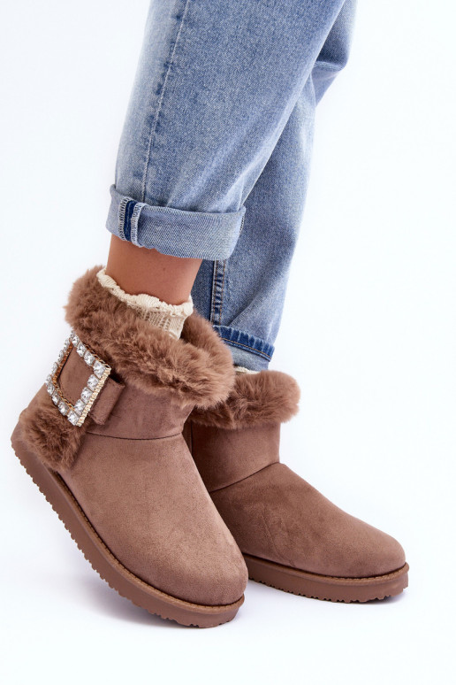 botas de nieve calentitas con hebillas beige Dulca