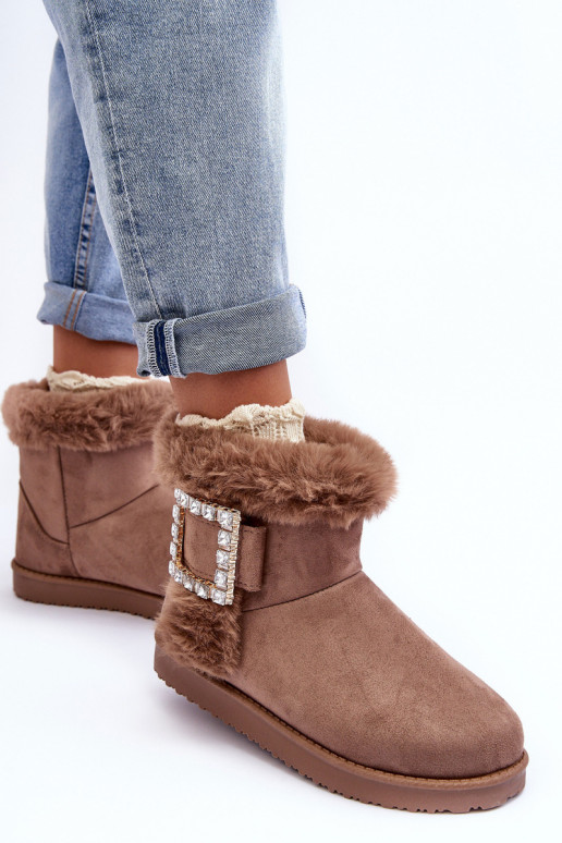 botas de nieve calentitas con hebillas beige Dulca