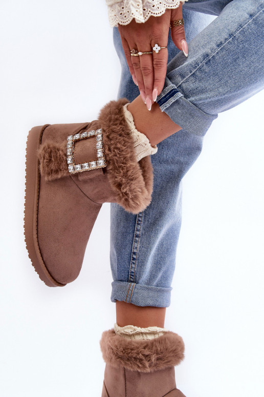 botas de nieve calentitas con hebillas beige Dulca