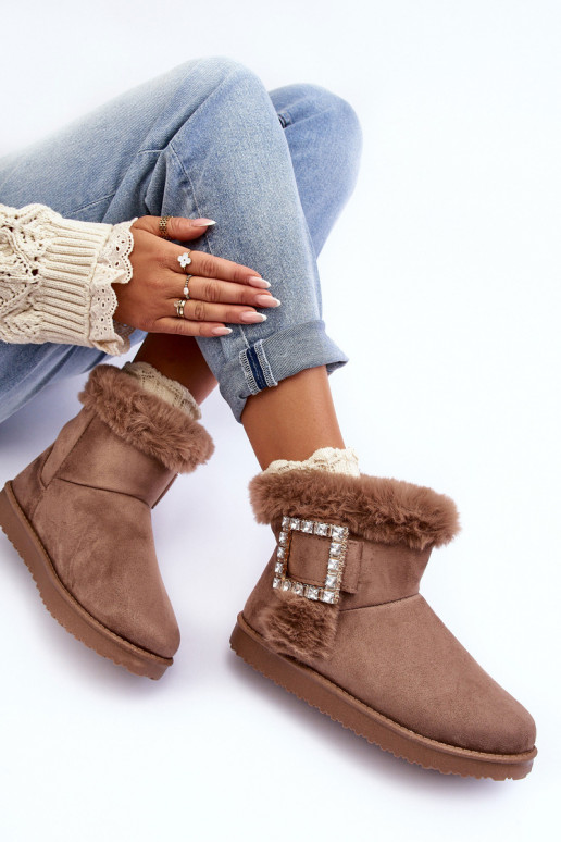 botas de nieve calentitas con hebillas beige Dulca