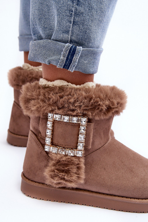botas de nieve calentitas con hebillas beige Dulca