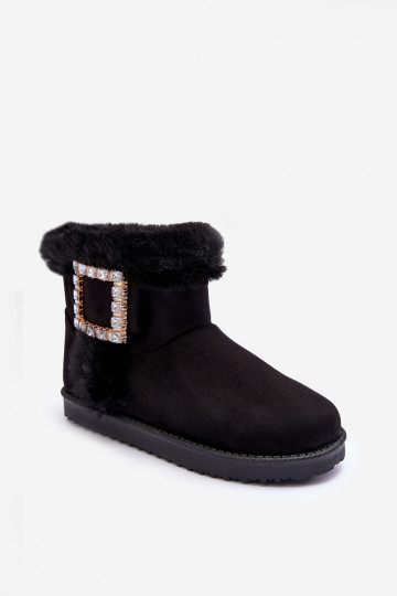 Botas de nieve calentadas con hebillas en color negro Dulca
