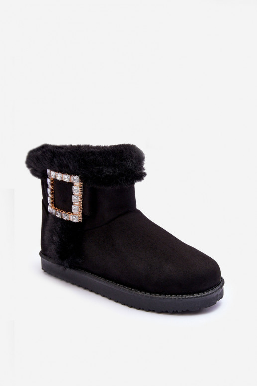 Botas de nieve calentadas con hebillas en color negro Dulca