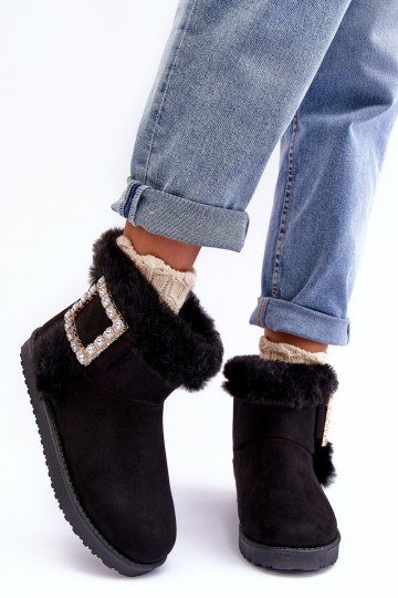 Botas de nieve calentadas con hebillas en color negro Dulca 2