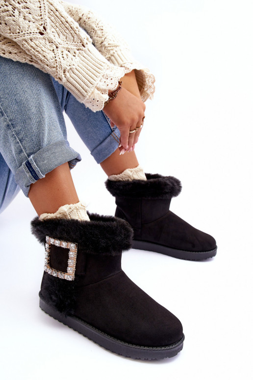 Botas de nieve calentadas con hebillas en color negro Dulca