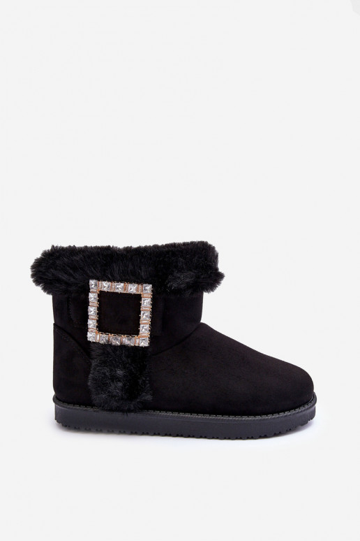 Botas de nieve calentadas con hebillas en color negro Dulca
