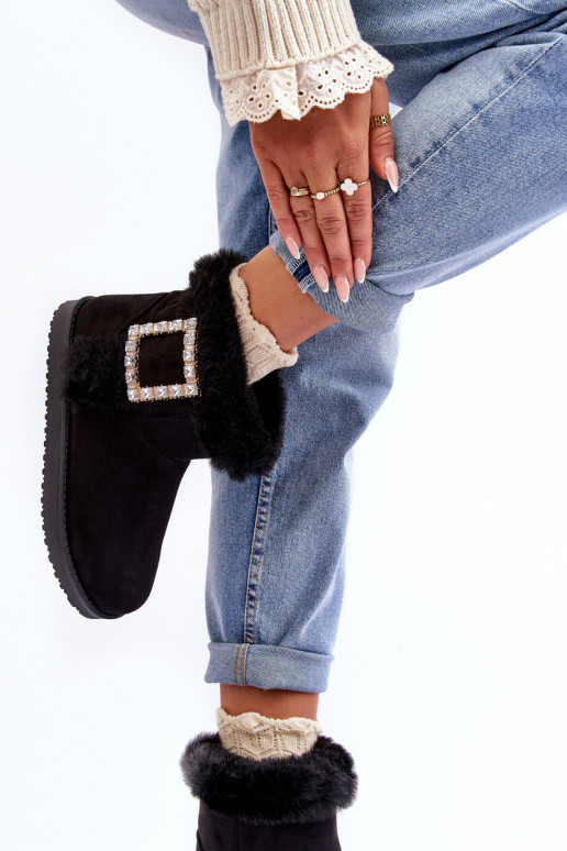 Botas de nieve calentadas con hebillas en color negro Dulca