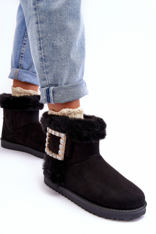 Botas de nieve calentadas con hebillas en color negro Dulca