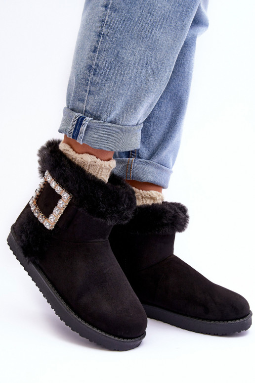 Botas de nieve calentadas con hebillas en color negro Dulca