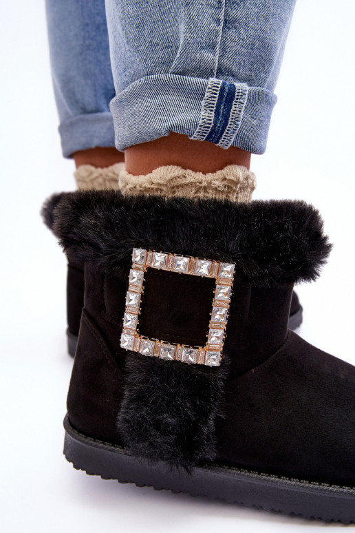 Botas de nieve calentadas con hebillas en color negro Dulca