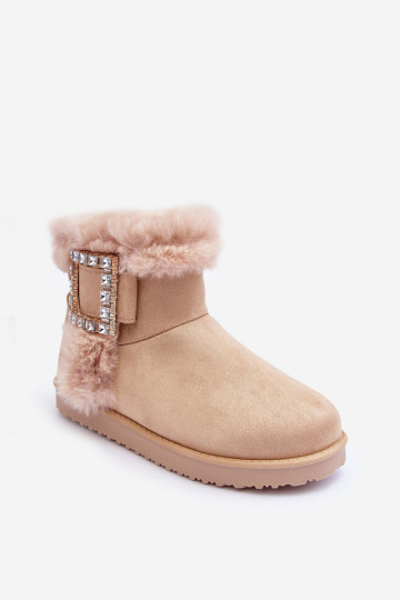botas de nieve calentitas con hebillas beige Dulca