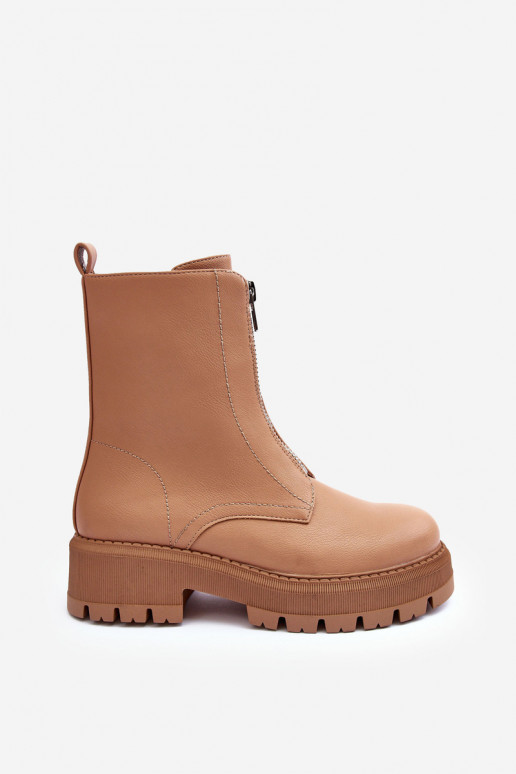 Botas de tacón ancho con cremalleras en color marrón Vimal