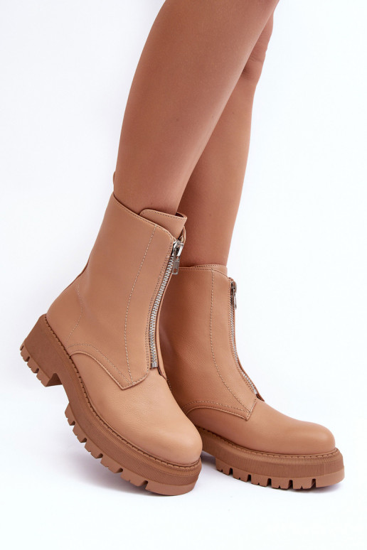 Botas de tacón ancho con cremalleras en color marrón Vimal