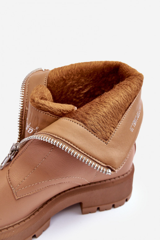 Botas de tacón ancho con cremalleras en color marrón Vimal