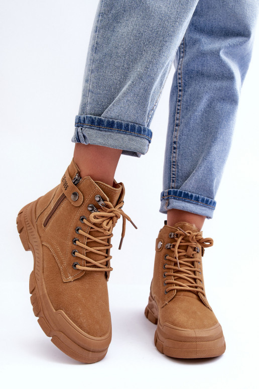 Calentado de gamuza Botas de mujer color marrón Jailina