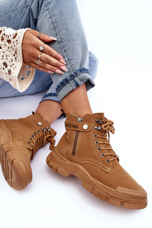 Calentado de gamuza Botas de mujer color marrón Jailina