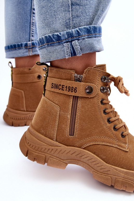 Calentado de gamuza Botas de mujer color marrón Jailina