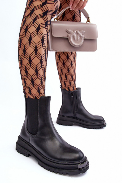 botas elegantes con tacones anchos y plataforma en negro Linestta botas elegantes con tacones anchos y plataforma en negro Linestta