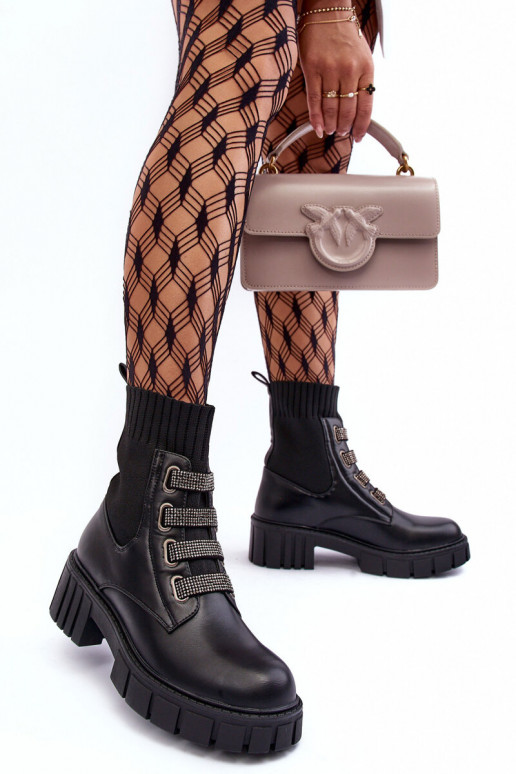 Botines con parte superior elástica en negro Kasseis