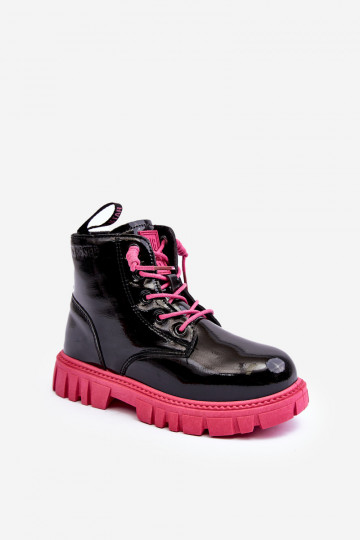 Botas calentadas efecto barniz Niño Big Star MM374148 Negro y rosa