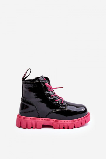 Botas calentadas efecto barniz Niño Big Star MM374148 Negro y rosa 2