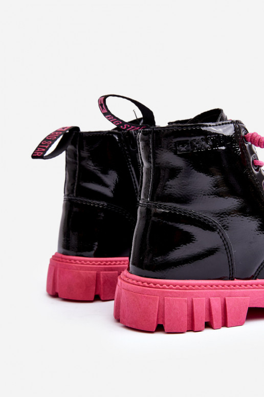 Botas calentadas efecto barniz Niño Big Star MM374148 Negro y rosa