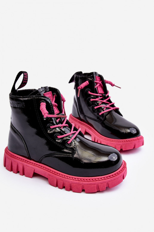 Botas calentadas efecto barniz Niño Big Star MM374148 Negro y rosa