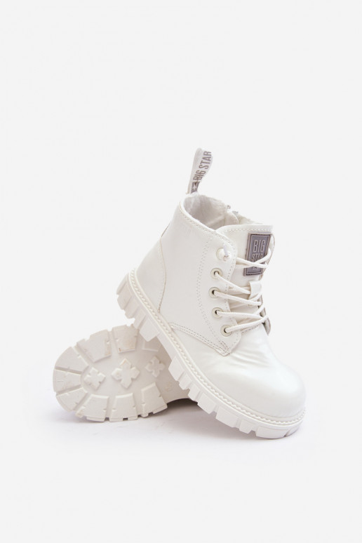 Botas calentadas con efecto barniz para niños Big Star MM374142 color blanco