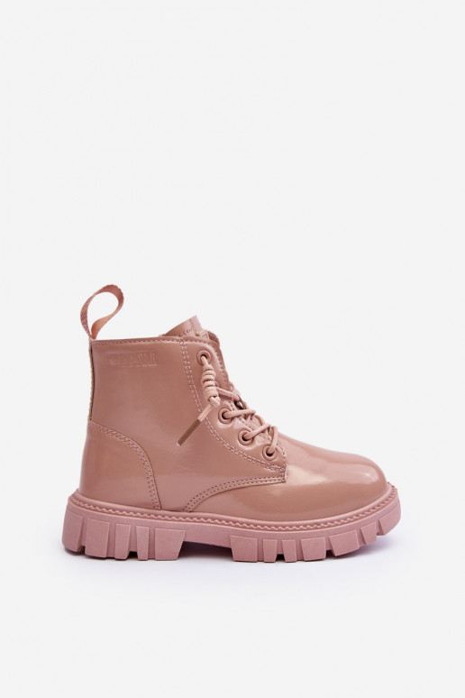 Botas calentadas con efecto barniz para niños Big Star MM374144 color rosa