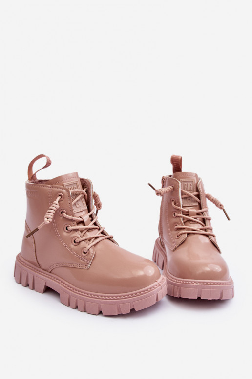 Botas calentadas con efecto barniz para niños Big Star MM374144 color rosa
