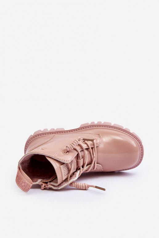 Botas calentadas con efecto barniz para niños Big Star MM374144 color rosa
