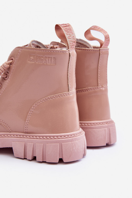 Botas calentadas con efecto barniz para niños Big Star MM374144 color rosa