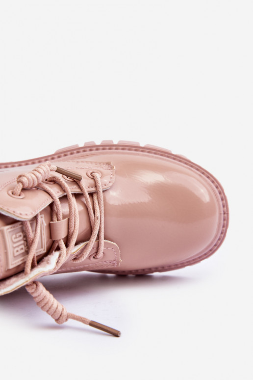 Botas calentadas con efecto barniz para niños Big Star MM374144 color rosa