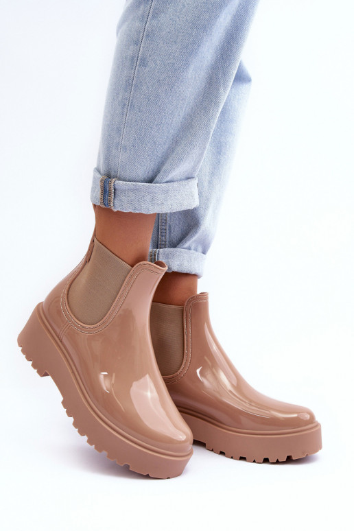 con efecto barniz Zapatos de goma Botas con plataforma Big Star MM274396 color beige