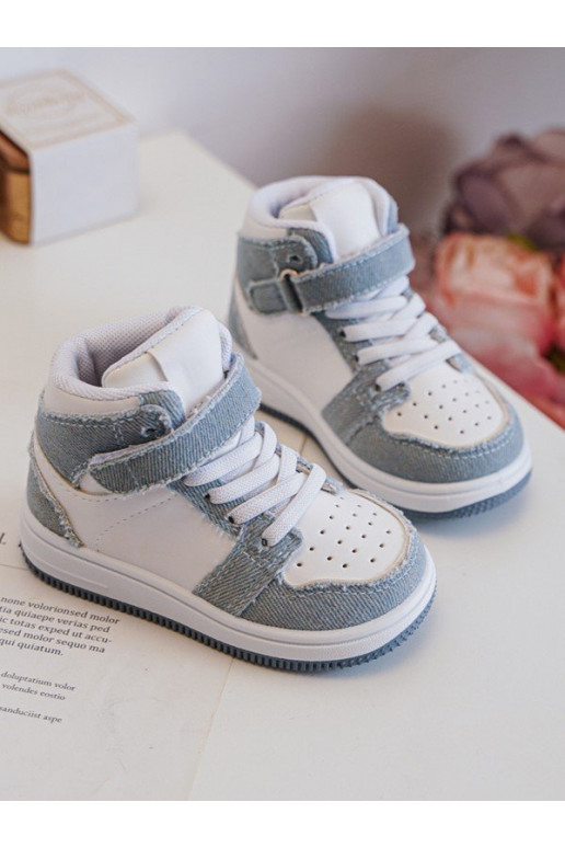 Calzado deportivo infantil Material denim Color blanco-azul Milara